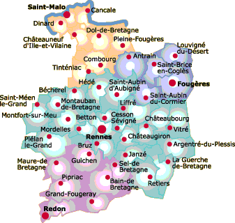 Communes d'Ille et Vilaine : d�partement d'Ille-et-Vilaine et r�gion d'Ille-et-Vilaine