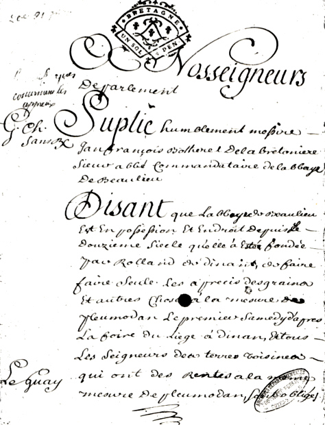 Abbaye de Beaulieu (Bretagne) : requ�te pour l'appr�cis.