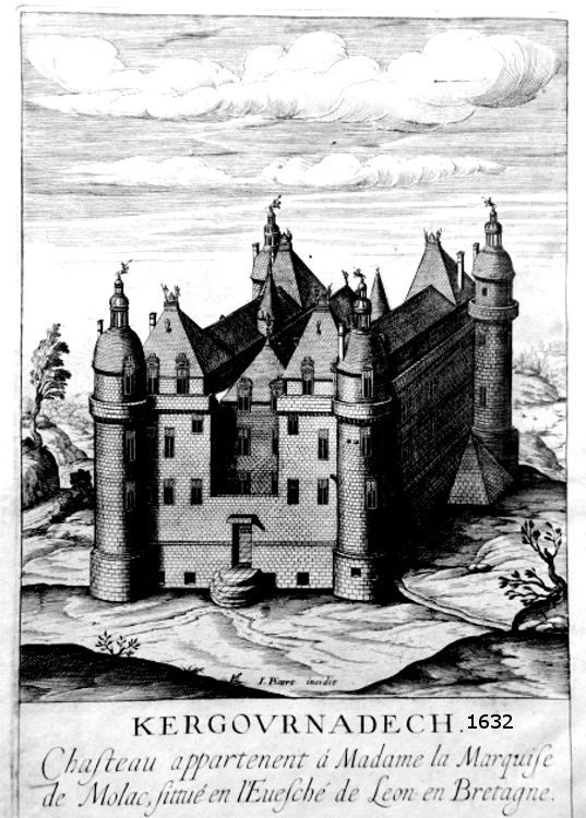 Cl�der (Bretagne) : ch�teau de Kergournadech (1632).