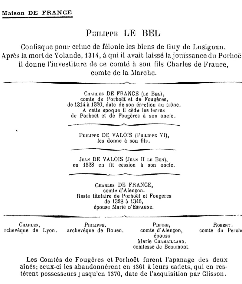 G�n�alogie des comtes du Porho�t (Bretagne).