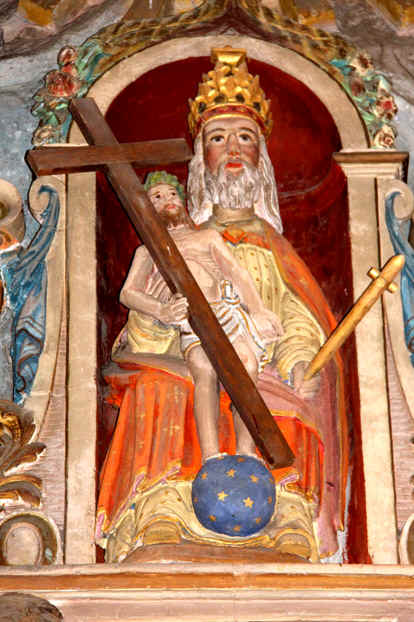 Retable du ma�tre-autel de l'�glise Saint-Brandan � Tr�grom, en Bretagne